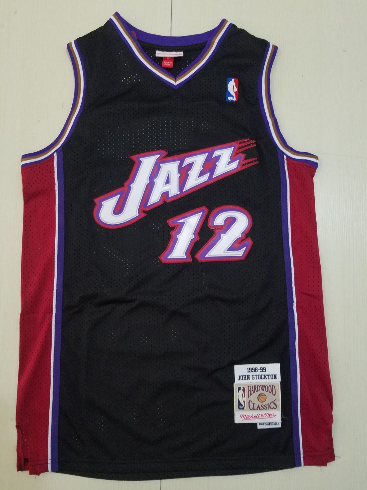 Men Utah Jazz #12 Stockton black Throwback NBA Jerseys->los angeles clippers->NBA Jersey